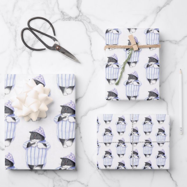CAT-Flachpapier für NIGHTSHIRT Geschenkpapier Set (Vorderseite)