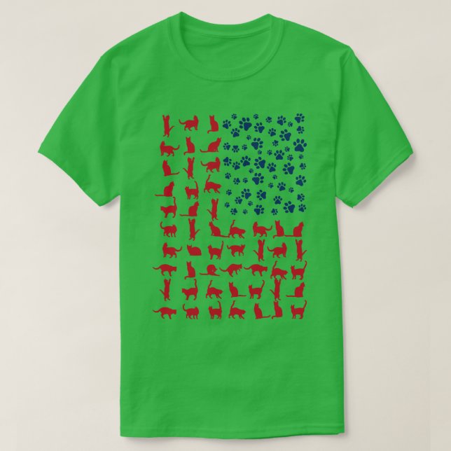 Cat Flag Amerika USA T-Shirt (Design vorne)