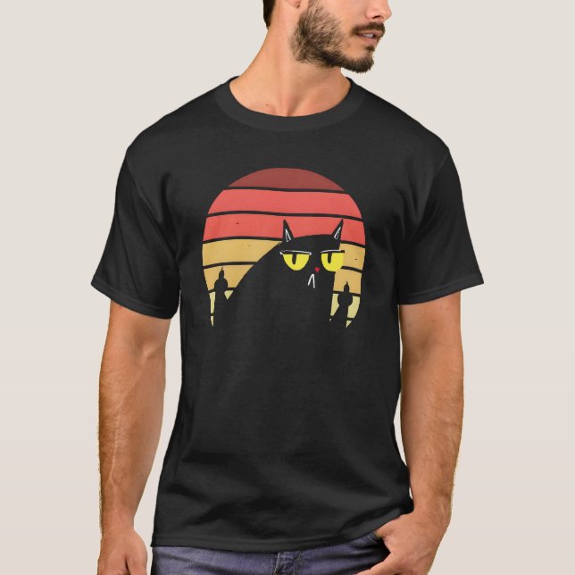 Cat Flipping Off Retro Sunset Cat Flipping Off boy T-Shirt (Vorderseite)
