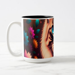 Cat Floral Zweifarbige Tasse