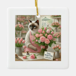 Cat Florist für Muttertagskatze MAMA Keramikornament