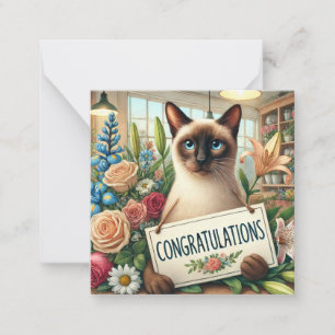 Cat Florist mit Gratulationskarte Mitteilungskarte