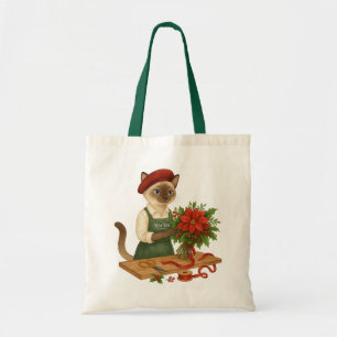 Cat Florist Weihnachten Thema arrangieren Blume Tragetasche