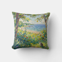 Cat Flowers And Sea