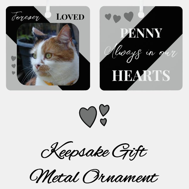 Cat Foto Beileid Keepake Pet Memorial Schwarz Ornament Aus Metall (Von Creator hochgeladen)
