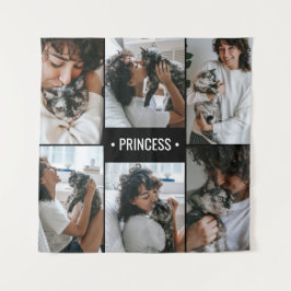 Cat Foto Collage Mit Monogramm Wandteppich