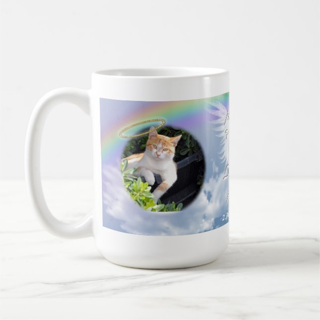 Cat Foto Memorial Angel Wings Halo und Rainbow Kaffeetasse (Links)