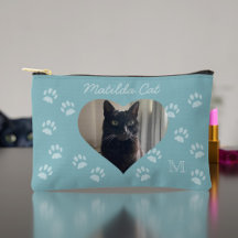 Cat Foto Name Monogram Aquamarin Paw Print