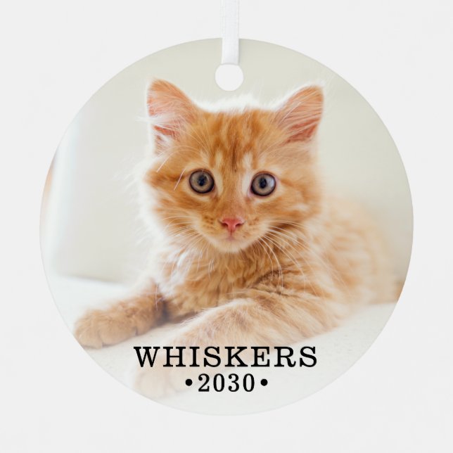 Cat Foto Ornament Aus Metall (Vorderseite)