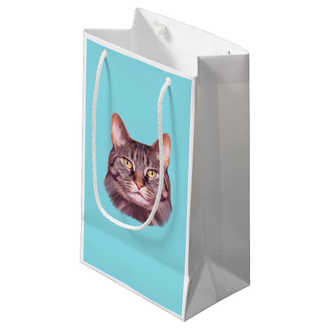 Cat Foto Portrait Kleine Geschenktüte (Vorderseite Schrägansicht)