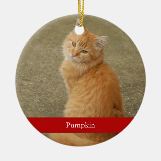 Cat Foto Roter Name Niedlich Einfache Weihnachten Keramik Ornament (Vorne)