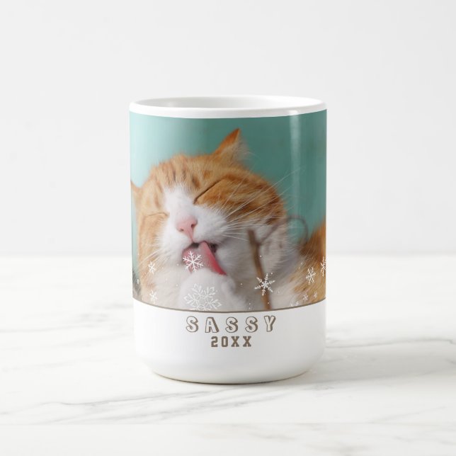 Cat Foto Snowflake Pet Foto Kaffeetasse (Mittel)