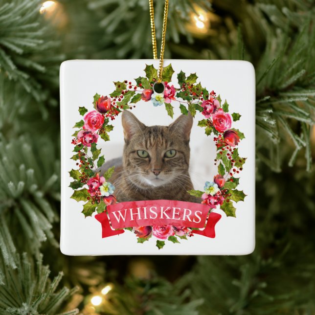 Cat Foto Weihnachtsbrand Personalisierte Keramik o Keramikornament (Baum)