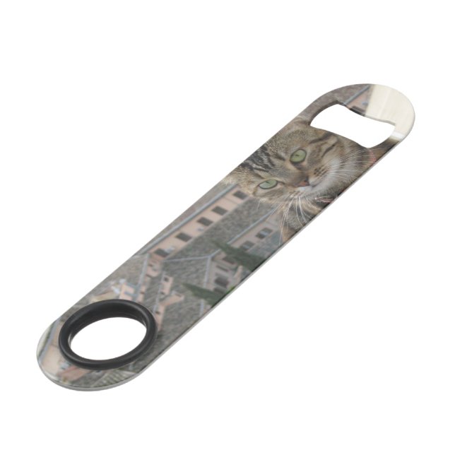 Cat FotoStainless Flaschenöffner (Vorderseite Schrägansicht)
