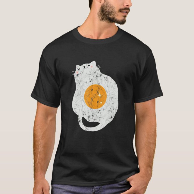 Cat Fried Egg Vintage  Food Cat T-Shirt (Vorderseite)