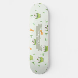 Cat Froth Matcha Green Tea Pattern Skateboard