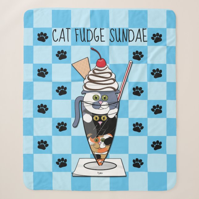 Cat Fudge Sundae (mit Text) Sherpa Blanket Sherpadecke (Vorderseite)