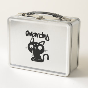 Cat Funny Anarchy Halloween Tiere für Frauen Männe Metall Brotdose