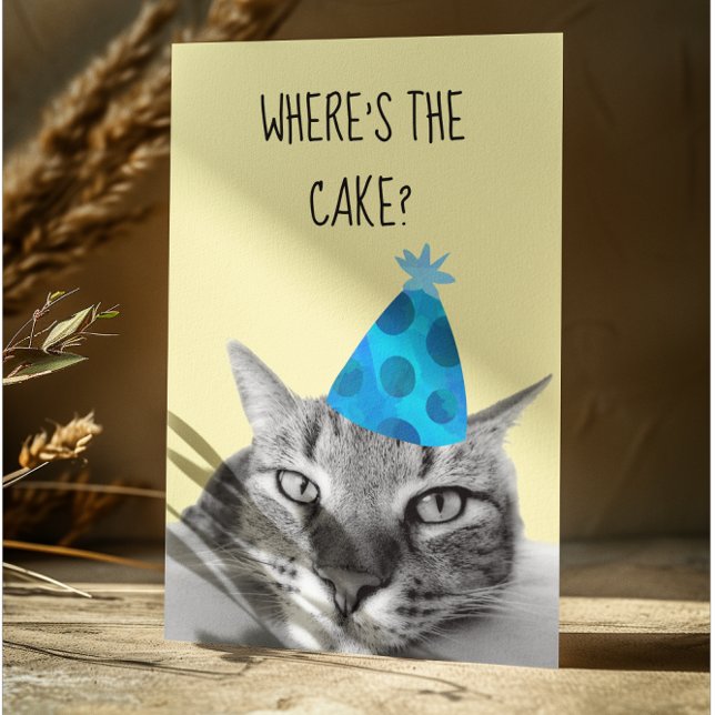 Cat Funny Birthday Card Wo ist der Kuchen (Von Creator hochgeladen)