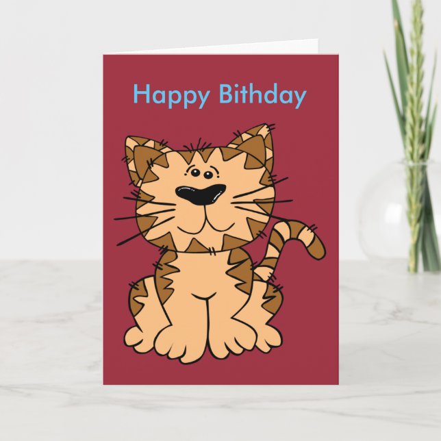 Cat Funny Birthday Postcard Karte (Vorderseite)