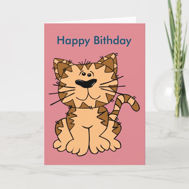 Cat Funny Birthday Postcard Karte (Vorderseite)