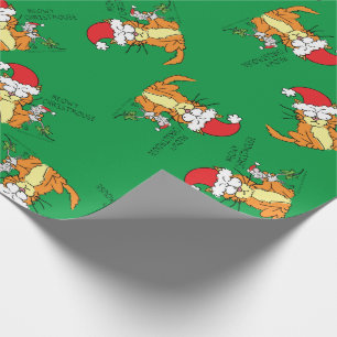 Cat Funny Christmas Cartoon Niedlich Mouse Geschenkpapier