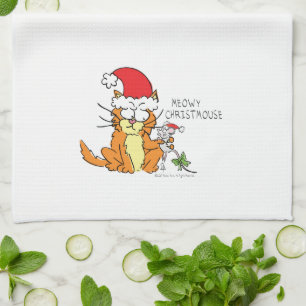 Cat Funny Christmas Cartoon Niedlich Mouse Geschirrtuch