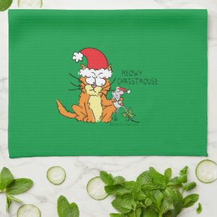 Cat Funny Christmas Cartoon Niedlich Mouse Geschirrtuch