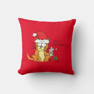 Cat Funny Christmas Cartoon Niedlich Mouse Kissen