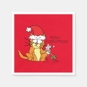 Cat Funny Christmas Cartoon Niedlich Mouse Serviette