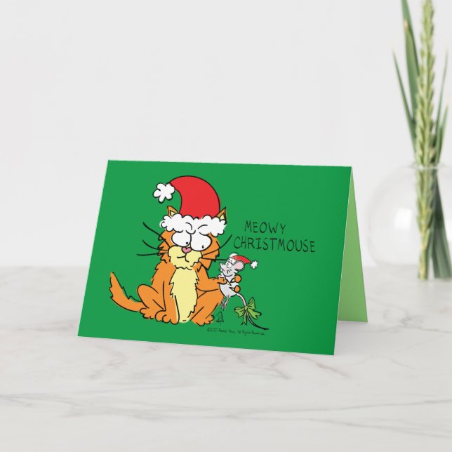 Cat Funny Christmas Niedlich Mouse Karte (Vorderseite)