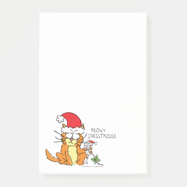 Cat Funny Christmas Niedlich Mouse Post-it Klebezettel (Vorderseite)