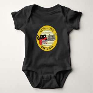 Cat Funny Punk Rock Music Liebe Electic Gitarre Co Baby Strampler