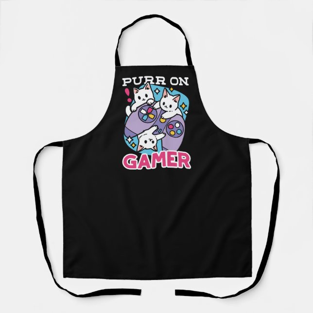 Cat Gamer Design - Purer On Gamer Joystick Art Schürze (Vorderseite)