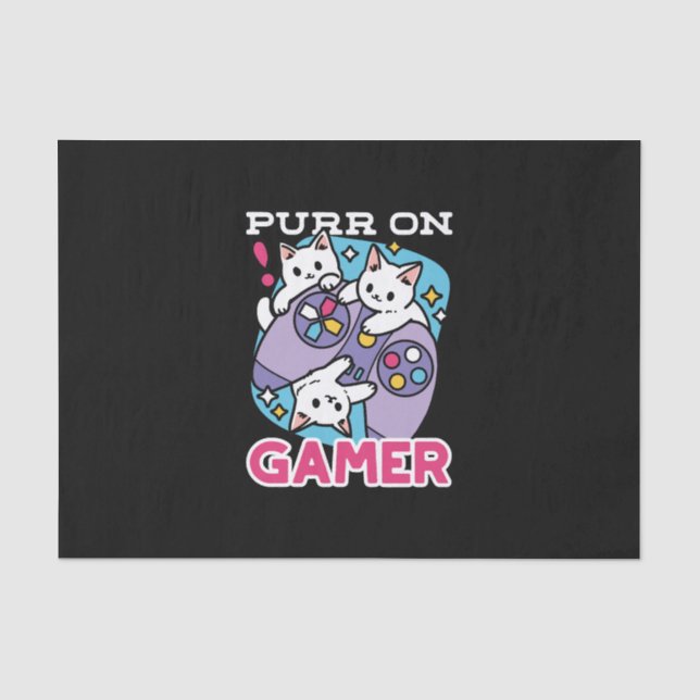 Cat Gamer Design - Purer On Gamer Joystick Art Seidenpapier (Vorderseite)