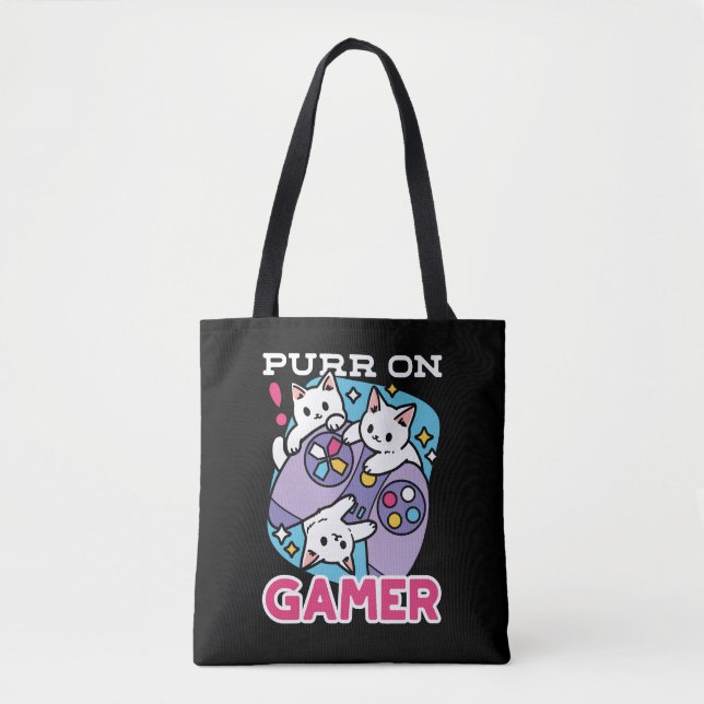 Cat Gamer Design - Purer On Gamer Joystick Art Tasche (Vorderseite)