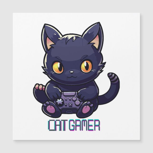 Cat Gamer Magnetkarte (Vorderseite)