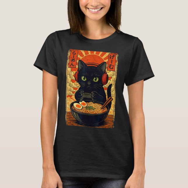 Cat Gamer Men Anime Kawaii Funny Gaming Headset Ca T-Shirt (Vorderseite)