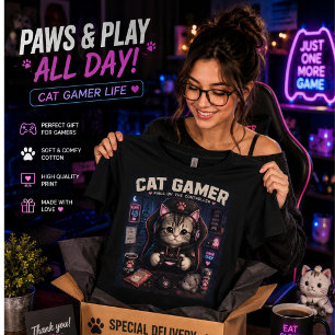 Cat Gamer T-Shirt Süßes Gaming-Katzenshirt für S Tri-Blend Shirt