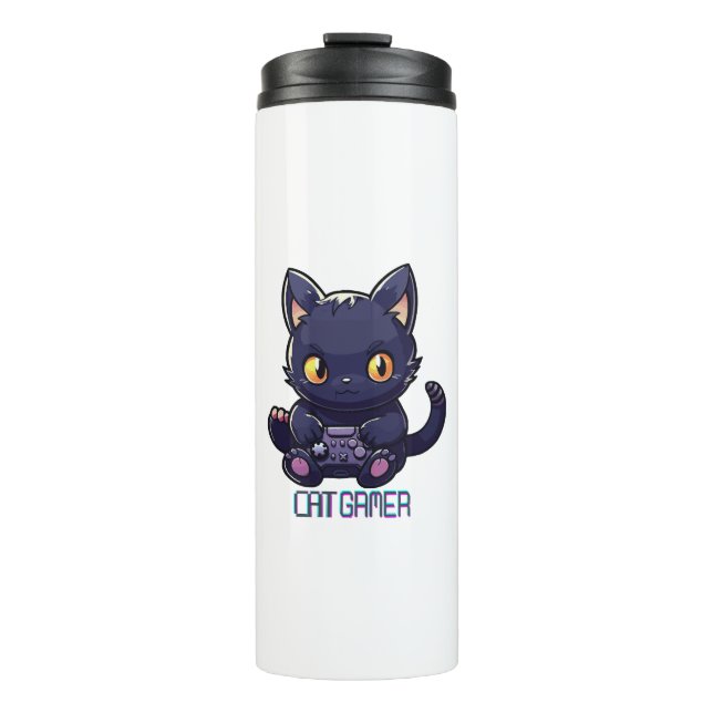 Cat Gamer Thermosbecher (Vorderseite)