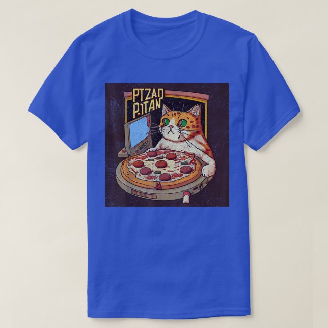 Cat Gaming Pizza T-Shirt (Design vorne)
