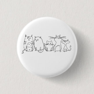 Cat Gang Line Art Cartoon Illustration Button