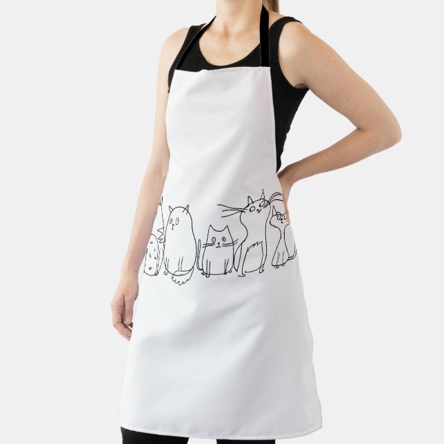 Cat Gang Line Art Cartoon Illustration Schürze (InSitu)