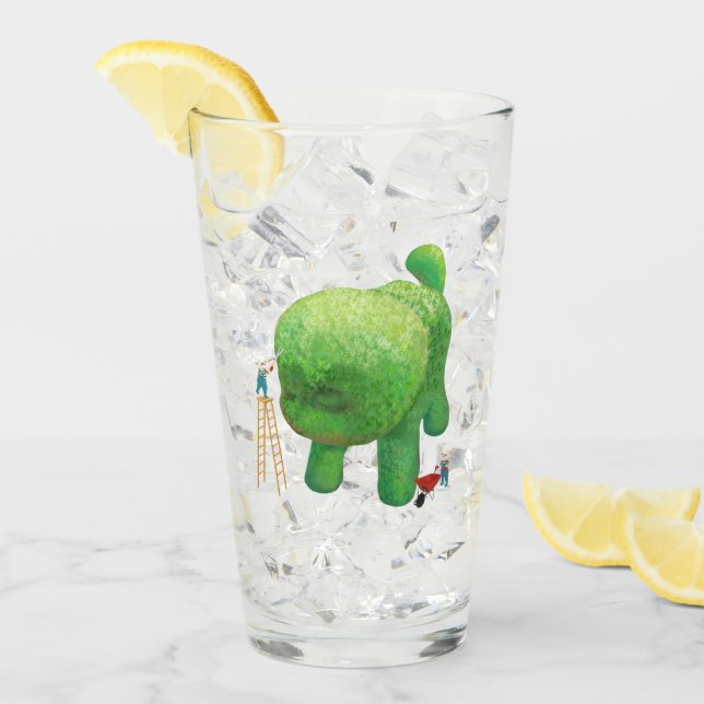 Cat Gardeners Green Topiary Animal Surreal Glas (Vorderseite Ice)