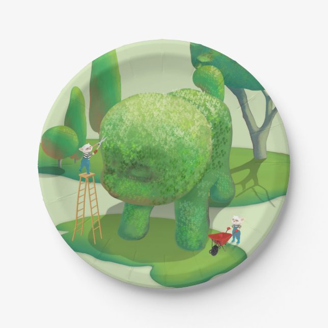 Cat Gardeners und Green Animal Bush Pappteller (Vorderseite)