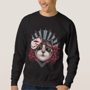 Cat Geisha Mask Japanisch Kultur Kitten Sweatshirt
