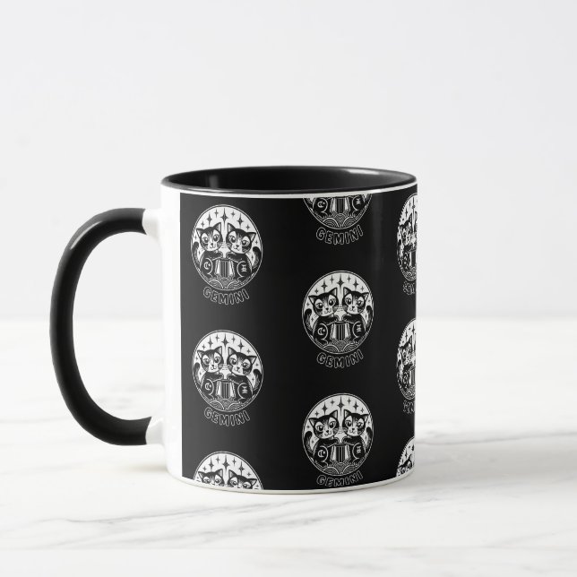 Cat Gemini Zodiac Black Tasse (Links)