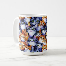 Cat-Gesichter drucken Collage nahtlos Muster Tier Kaffeetasse