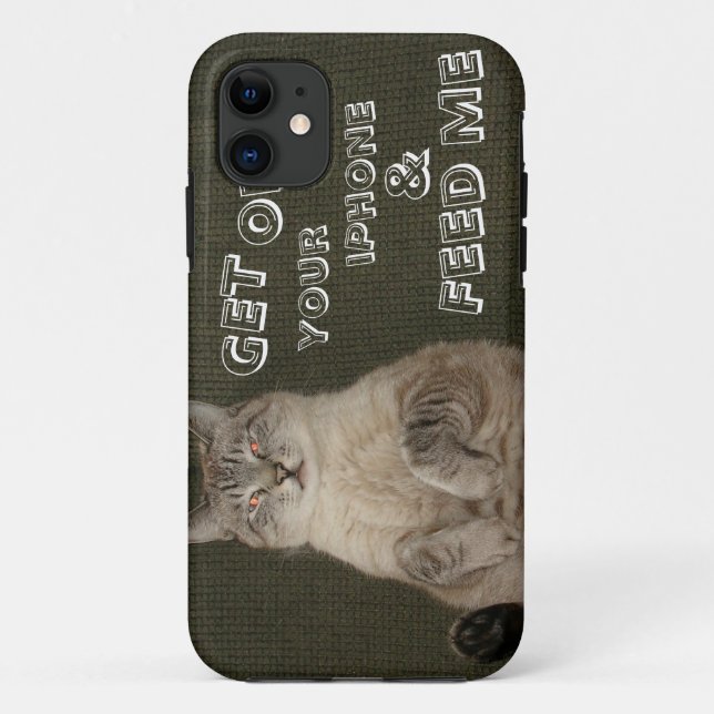 Cat "GET OFF YOUR IPHONE & FÜTTRE ME" iPhone 5 Fal Case-Mate iPhone Hülle (Rückseite)