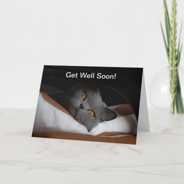 Cat Get Well Balon Customizable Karte (Vorderseite)
